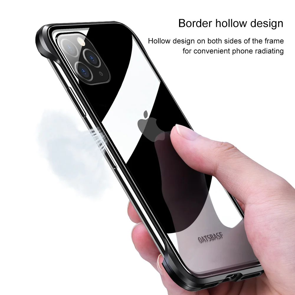Oatsbasf новый металлический чехол для телефона из закаленного стекла Iphone 11 pro