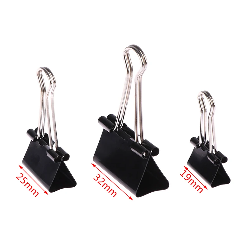 

19mm/ 25mm/ 32mm Black Metal Binder Clips Notes Letter Paper Clip Office Supplies Binding Securing Clips 10pcs/lot