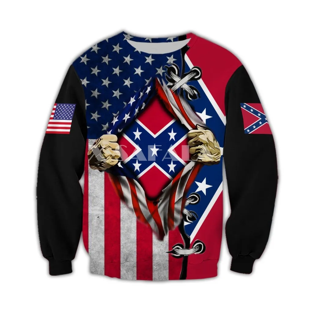 

Confederate States of American Battle Flag 3D Print XS-7XL Hoodie Man Women Harajuku Outwear Zipper Pullover Sweatshirt Unisex-5