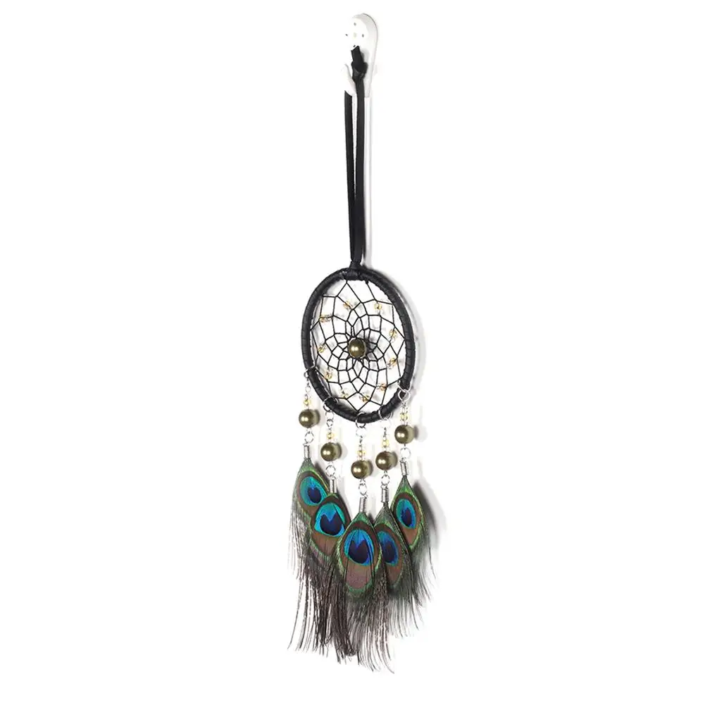 

Peacock Feathers Handmade Dream Catcher Wind Chimes Home Hanging Craft Gift Dreamcatcher Ornament Car Hanging Decoration