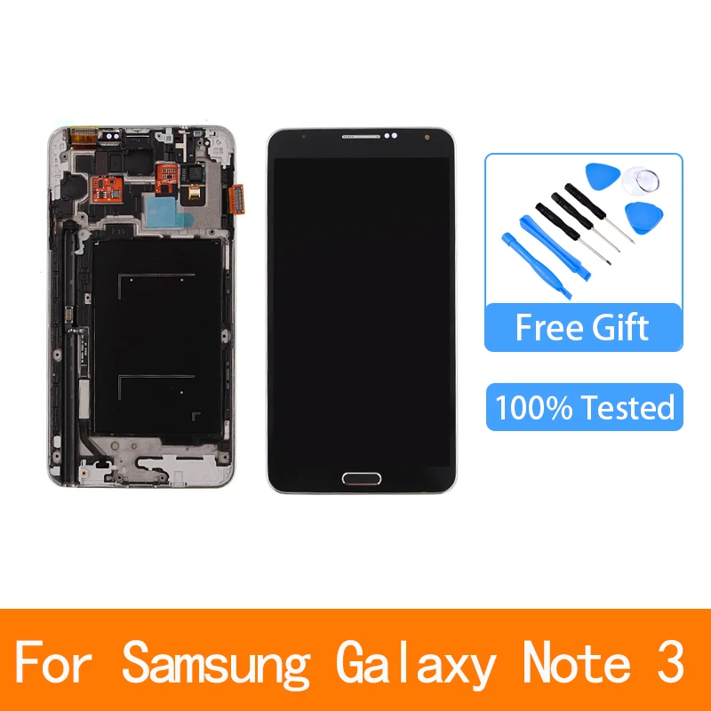 

Super AMOLED LCD Display For Samsung Galaxy Note 3 N900 N9005 N900A N900V LCD Display Touch Screen Digitizer Assembly With Frame