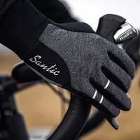 santic cycling gloves men black gel warm full finger with touch function shockproof keep warm asian size 9p0579p056