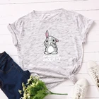 Женские футболки, 100% хлопок, женская футболка с графическим рисунком, летние топы, забавная Футболка с принтом милого кролика, одежда