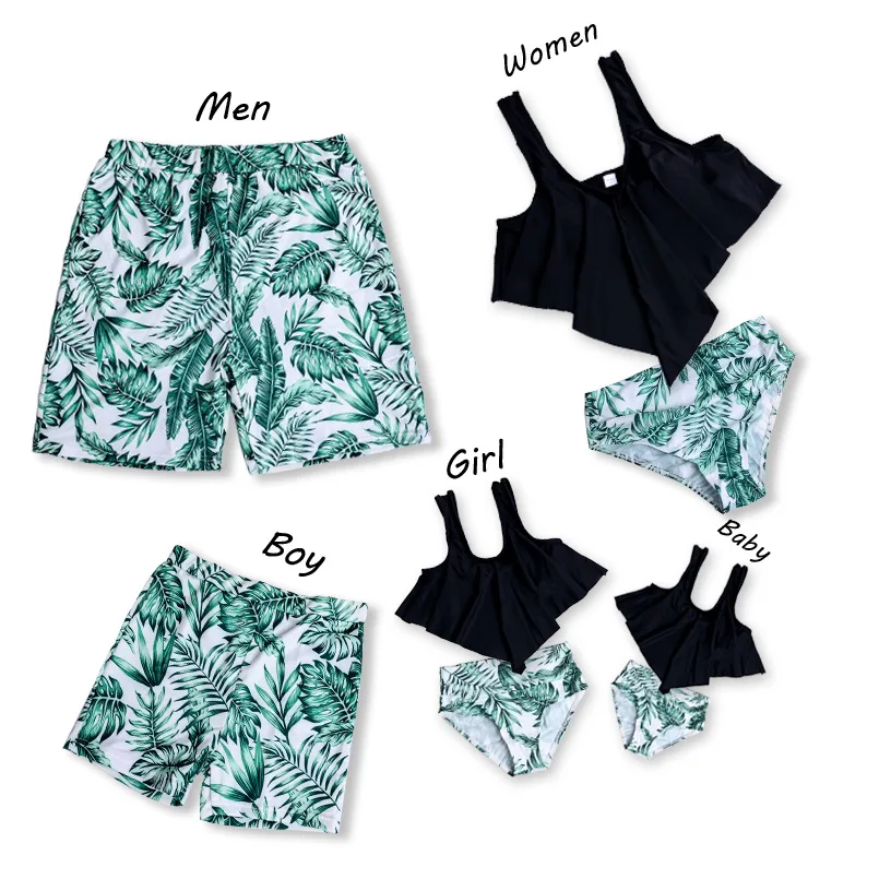 

Beach Swimwear Family Matching Outfits Look Mother Daughter Bikini Mommy and Me Clothes Outfits Look Father Son Swim Trunks