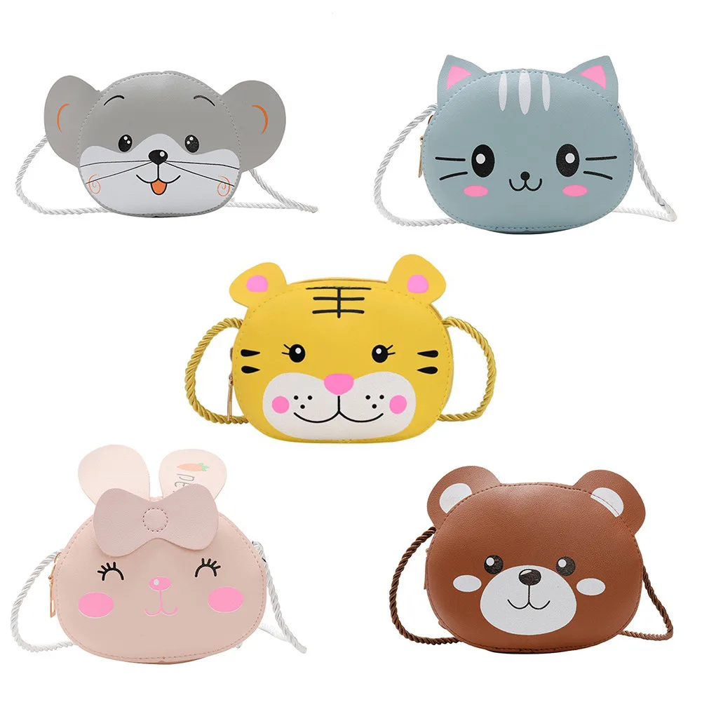 

Children Cartoon Animal Shoulder Bag Plush Purse Messengers Bags Handbag Round Zipper Crossbody Bags Shoulder Bag cute shape