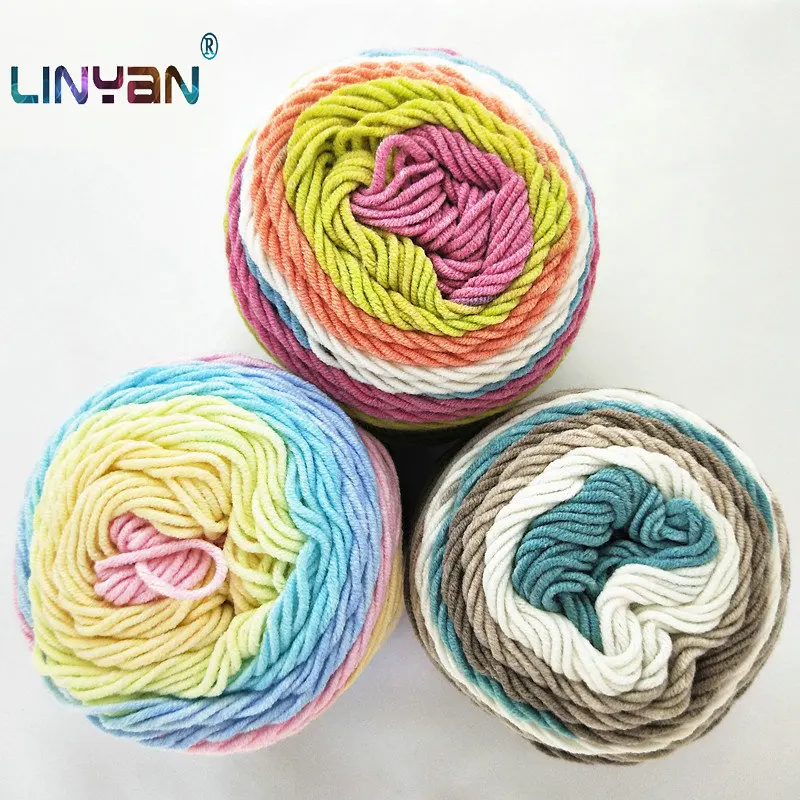 Радужная хлопковая пряжа для вязания крючком 2 шт. * 100 г модная вязальная Подушка 5