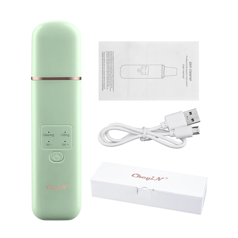 

CkeyiN Ultrasonic Skin Scrubber Facial Skin Spatula EMS Ion Pore Cleaner Face Deep Cleansing Blackhead Remover Rechargeable 48