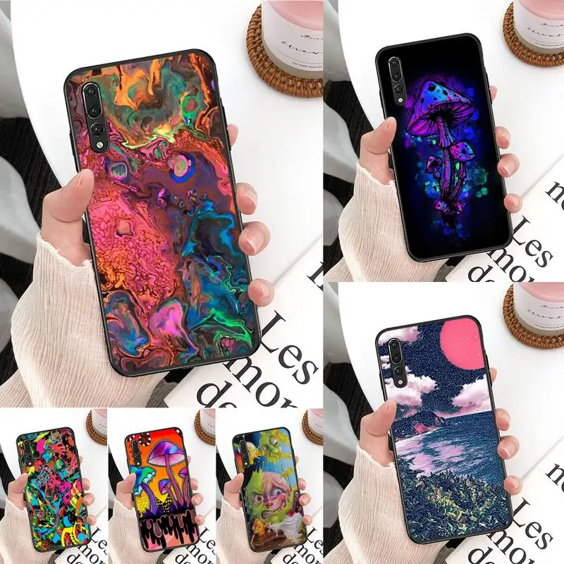 

Colourful Psychedelic Trippy Art Phone Case For Huawei P9 P30 P10 P20 lite Plus Pro P40lite Psmart Silicone Capa