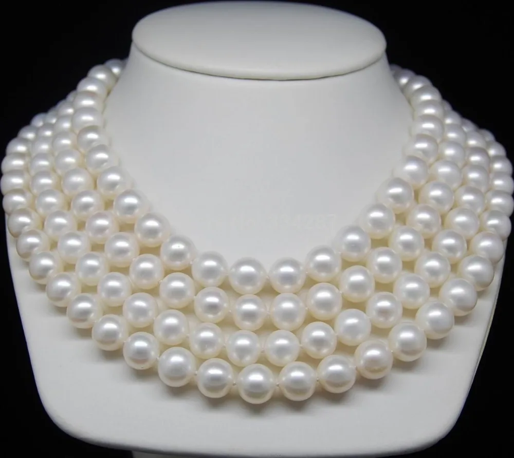 

Noblest 8-9mm AAA+ white pearl necklaces 50"Long