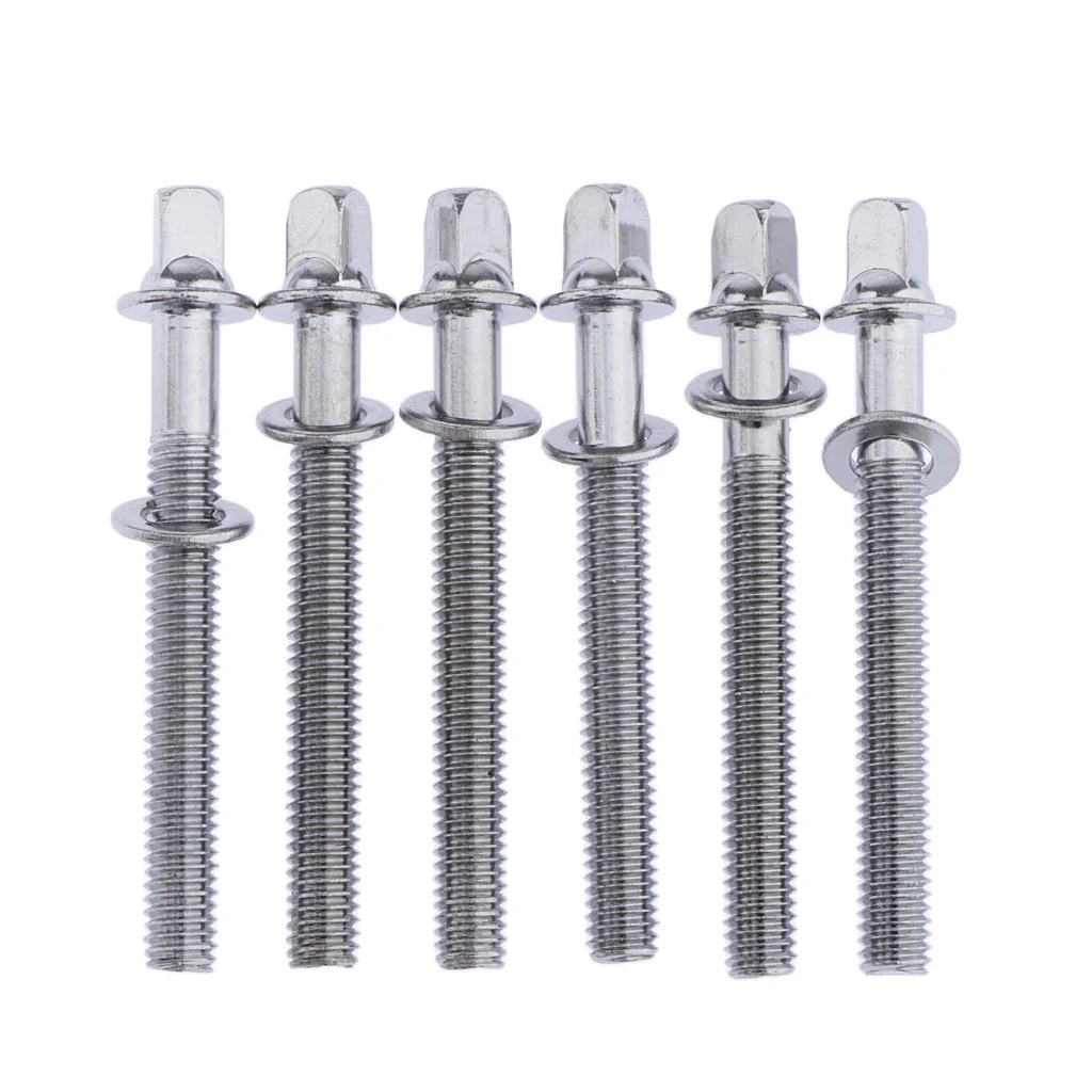 

6x Chrome Drum Tension Rods with Washers for Tom Drum Build Parts Accs