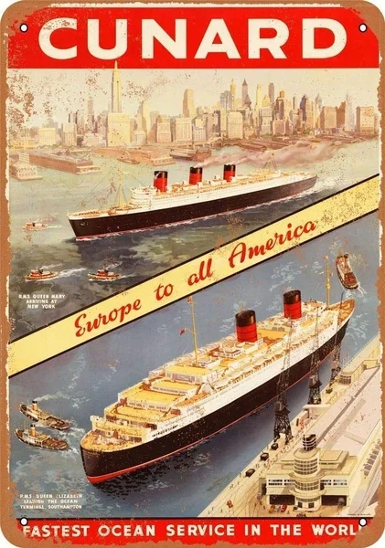 

Cunard Passenger Liner Tin Sign art wall decoration,vintage aluminum retro metal sign,iron painting vintage decoration sign