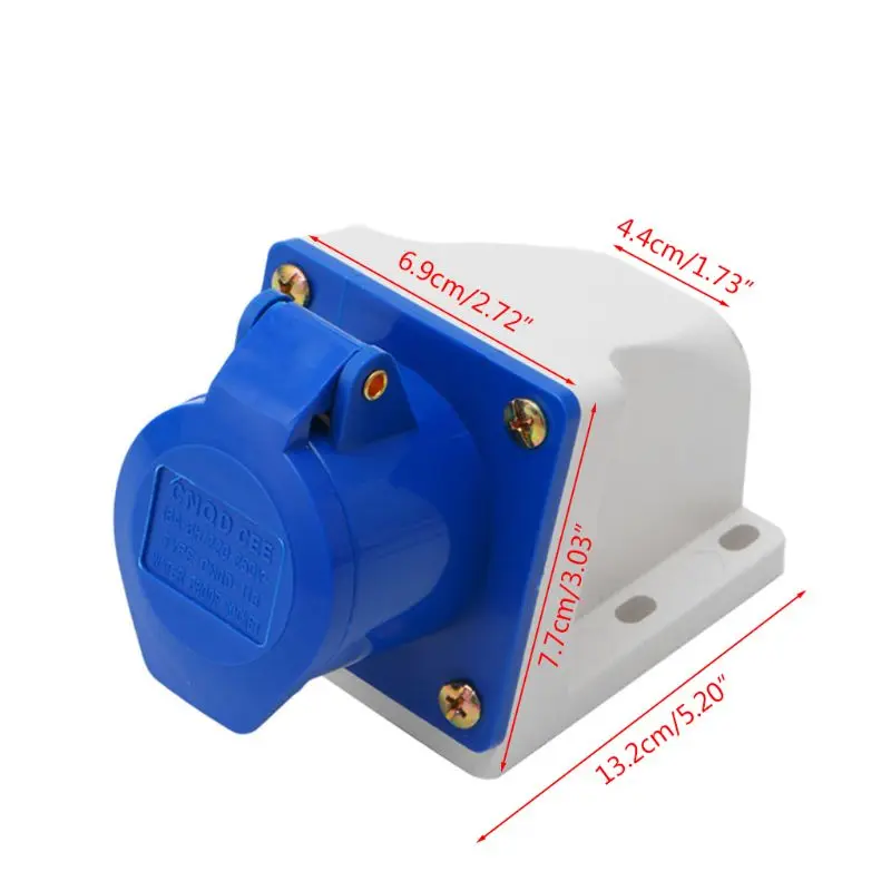 

16 Amp 3 Pin Industrial Socket 220-250V Weatherproof IP44 2P+E 3Phase 16A