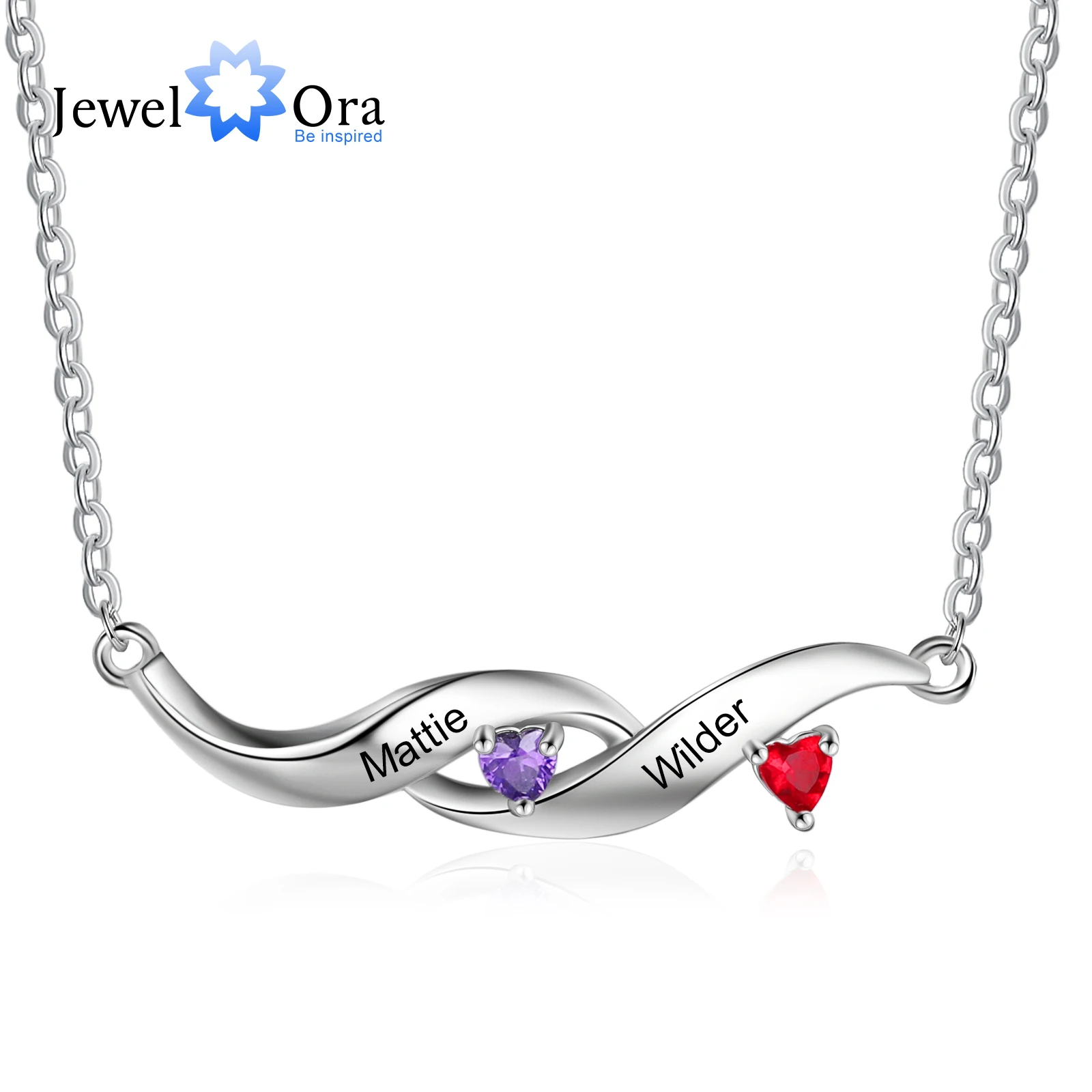 

Personalized 2 Names Birthstone Necklaces for Women Customized Engraved Name Twisted Pendant Jewelry Christmas Gift for Mother