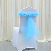 50 pcs organza chair sash ruffled chair hood chair decoration with elastic many colors free shipping chair bow