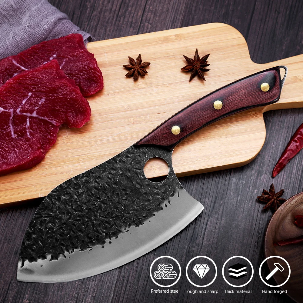 

Нож шеф-повара XYj, 7 дюймов, из нержавеющей стали, мясницкий нож, ножи мясника, сербские походные ножи для мяса, овощей, кухонный нож