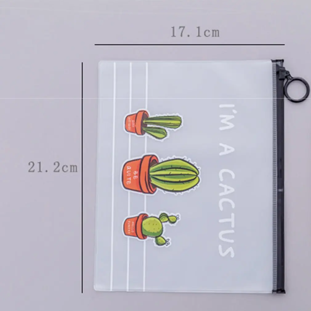 

Large Capacity Student Pencil Case Cute Fresh Transparent Frosted Cactus Pencilcase School Pen Case Student School Stationery