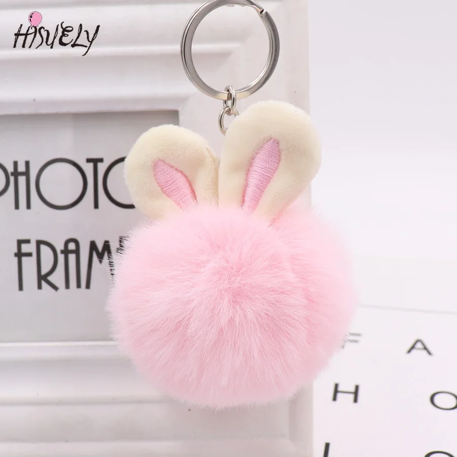 Милый брелок с меховым помпоном шариком из искусственного кроличьего меха
