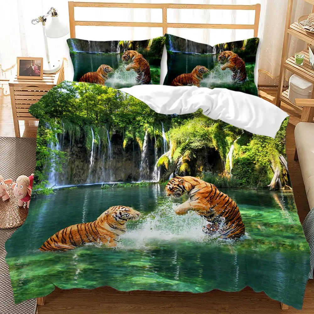 

Beauty and force wild tiger twin queen king kids bedding set luxury full size sets pink bed comforter set duvet cover bedroom