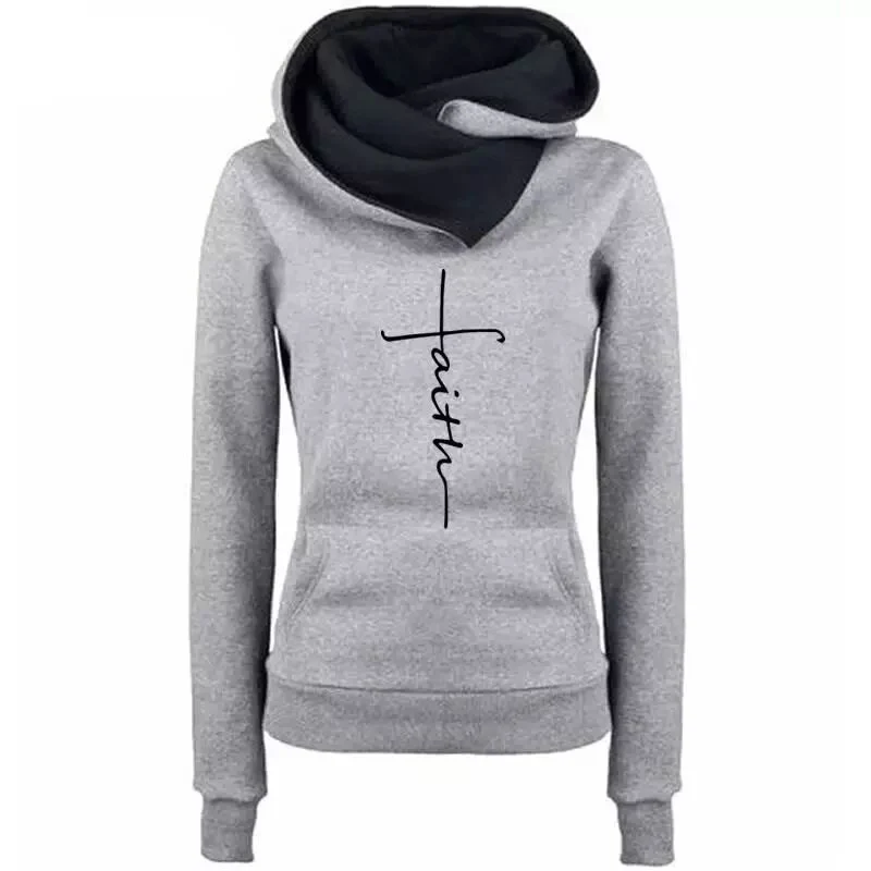 

Oversized Hoodies Sweatshirts Women Faith Print Autumn Winter Wram Long Sleeve Sweatshirt Christmas Casual Pullovers Hoodie Tops
