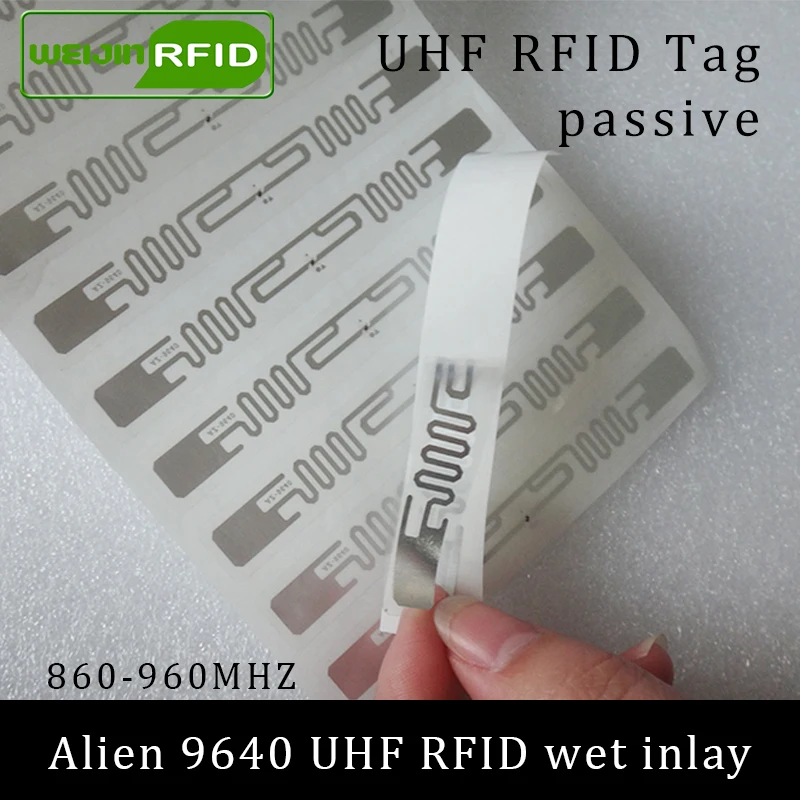 UHF RFID тег стикер Alien 9640 влажная инкрустация 915mhz 900 868mhz 860 960MHZ Higgs3 EPCC1G2 6C умный клей