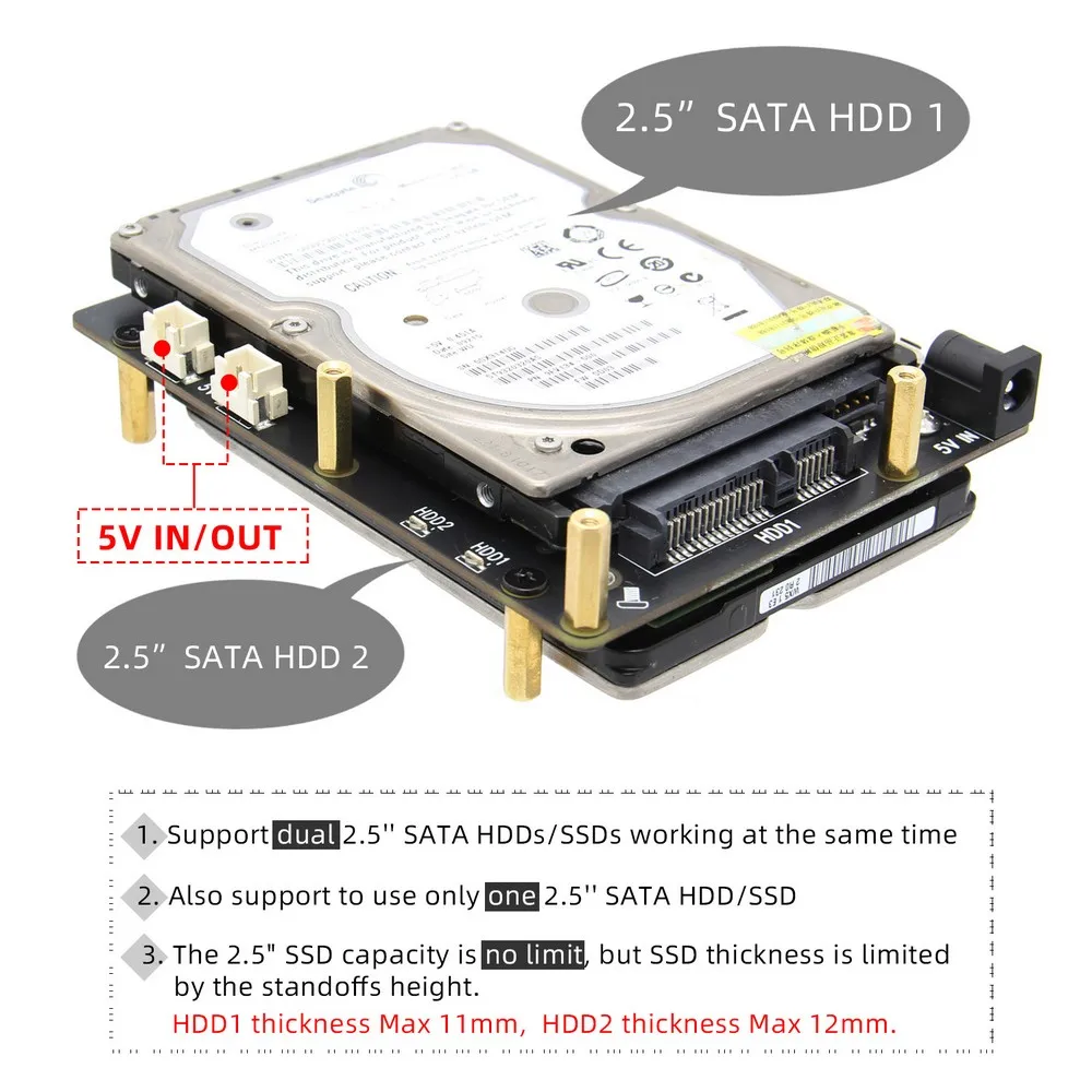 Raspberry Pi X829 двойная Плата расширения для жесткого диска/SSD SATA 2 5 дюйма с кабелем USB 3 0