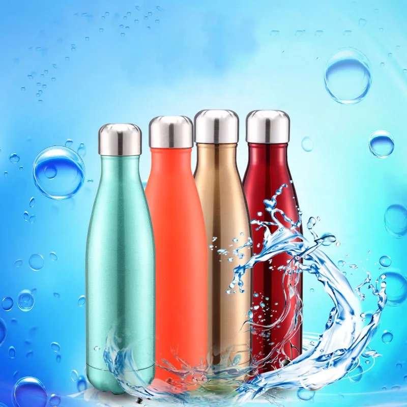 

Double Stainless Steel Bottle 304 Outdoor Sports Kettle Vacuum Coke Cup500mlWith Lid Insulated Flask