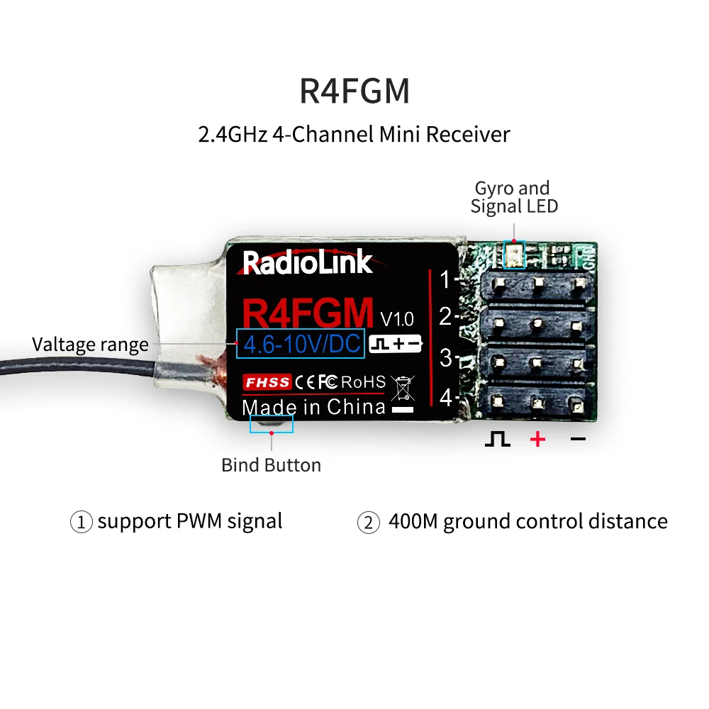 radiolink r4fgm 4 канала мини приемник с ги