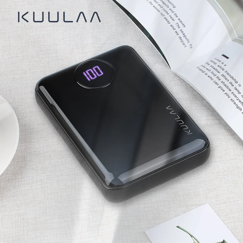 KUULAA, Дополнительный внешний аккумулятор, 10000 мА/ч, портативный, быстрая зарядка, внешний аккумулятор 10000, двойной USB, внешний мини-аккумулятор, зарядное устройство для Xiaomi Mi, повербанк