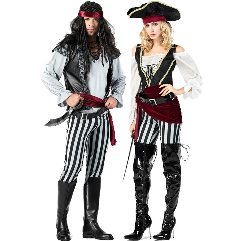 Jack Sparrow Pirate Costume Adult Cosplay Fancy Dress Carnival Captain Pirates Caribbean Halloween Party For Mens | Тематическая