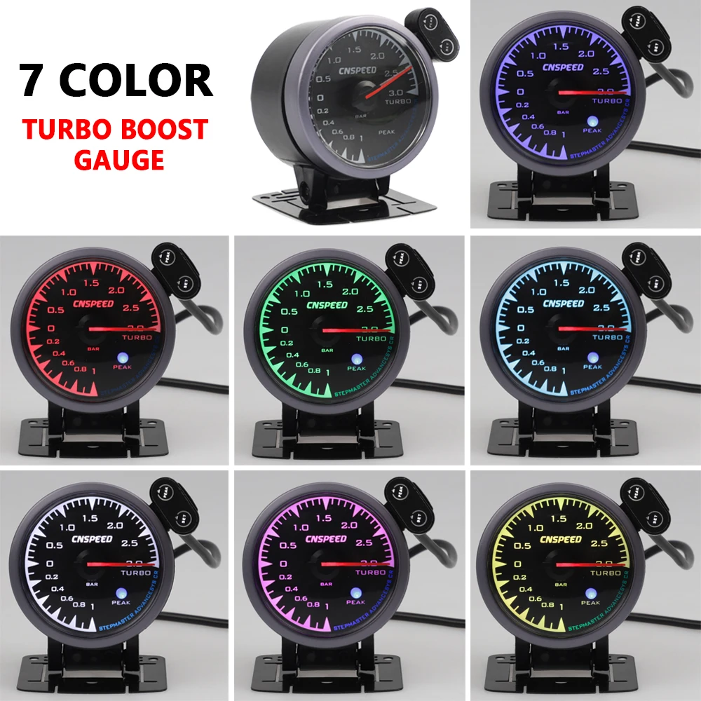 CNSPEED 0~ 3 бар 7 цветов светодиодный 12 В гоночный автомобиль турбо Boost Gauge Meter для Honda Авто измерительное устройство для автомобиля с датчиком POD Универсальный