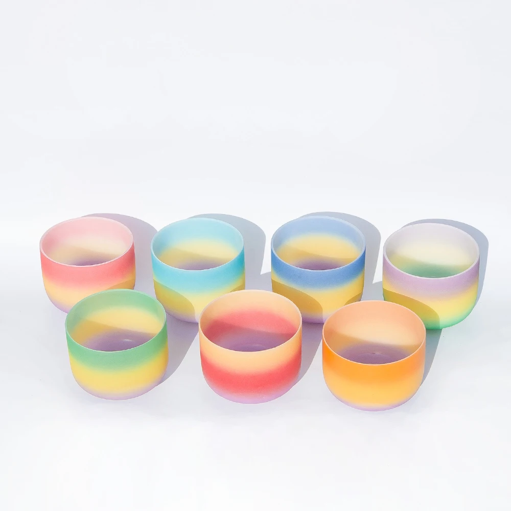 Радужная чакра из матового кварцевого кристалла Note C/D/E/F/G/A/B Поющая 1