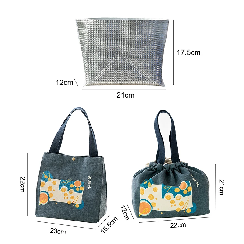

Large-capacity Japanese-style Lunch Bag, Portable Canvas Lunch Box Bag, Thick Portable Lunch Storage Bag
