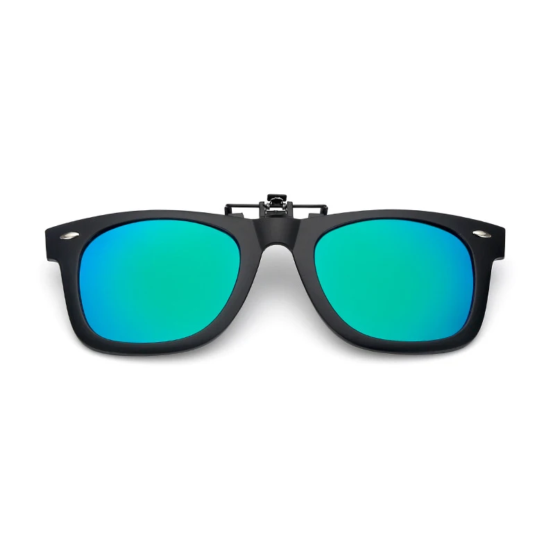 Blue Green SAYLAYO квадратные поляризационные солнцезащитные очки на застежке, очки для близорукости, для рыбалки, для вождения для путешествий, легко откидываются, линзы, защита от уф400 лучей - Цвет линз: Blue Green