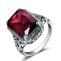 vintage dark big red stone rings for women wedding gift 9 2 5 color rings princess luxury jewelry femme