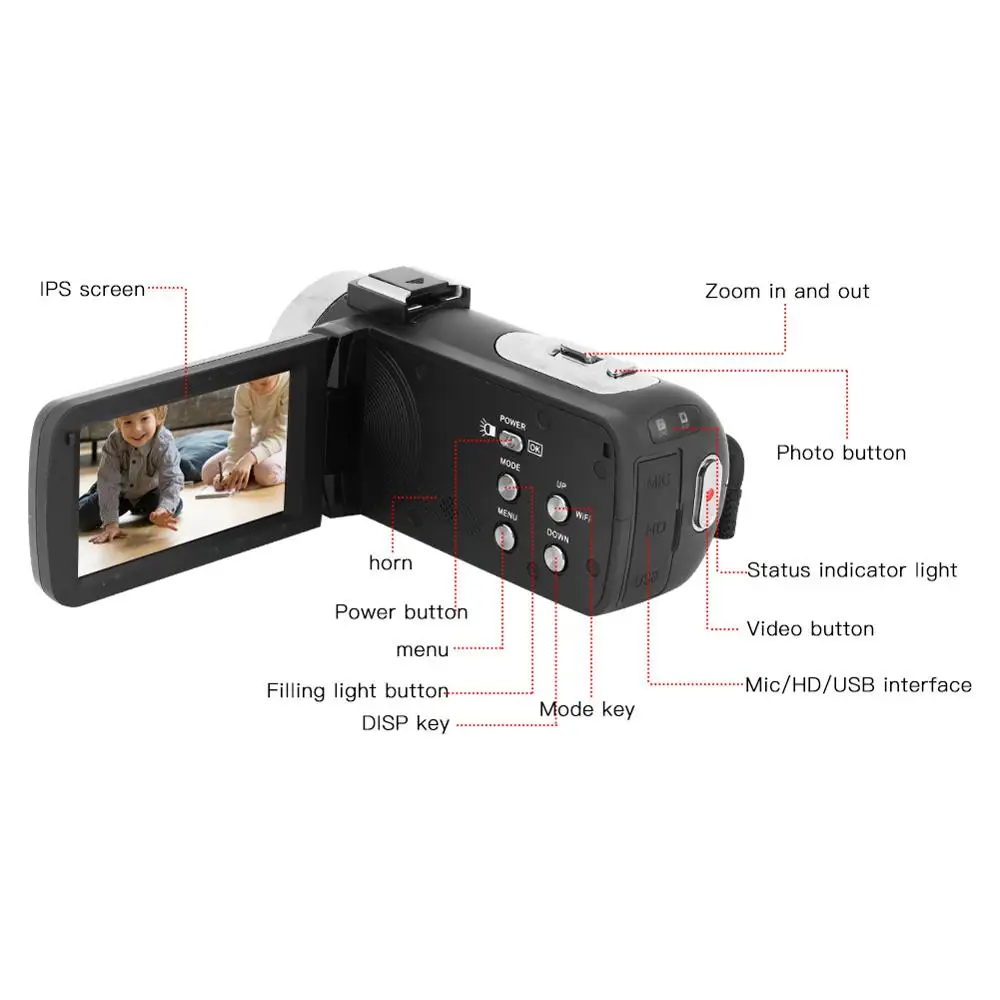 3 дюйма 4K HD видео Камера Wi-Fi Ночное видение 16x Zoom ультра-hd Сенсорный экран Цифровая видеокамера Камера комплект с пультом дистанционного управления Управление