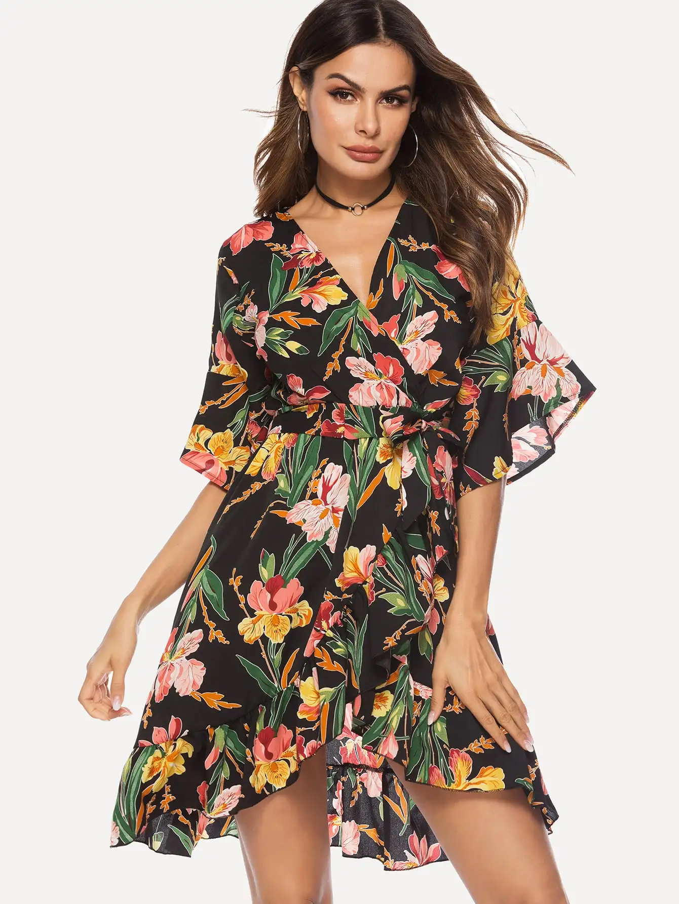 

Bodycon dress for women Square Neck Black Dress Women Elegant Cotton Fashion Side Split Dress Mini Ladies Basic