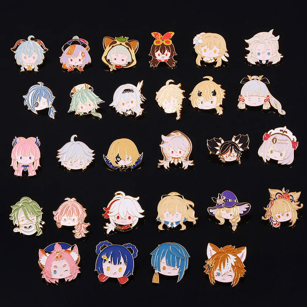 

Genshin Impacts Enamel Brooch Pin Kawaii Cartoon Xiao Keqing Klee Barbatos Brooch for Video Game Fans Collection Jewelry Gift