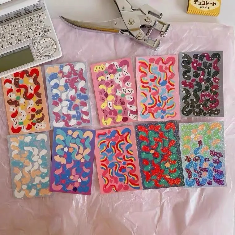 

2pcs Sparkling Ribbon Stickers Glittery Photo Stickers Kpop idol Cards Stickers Hand Account Material Dec Kawaii Stationary