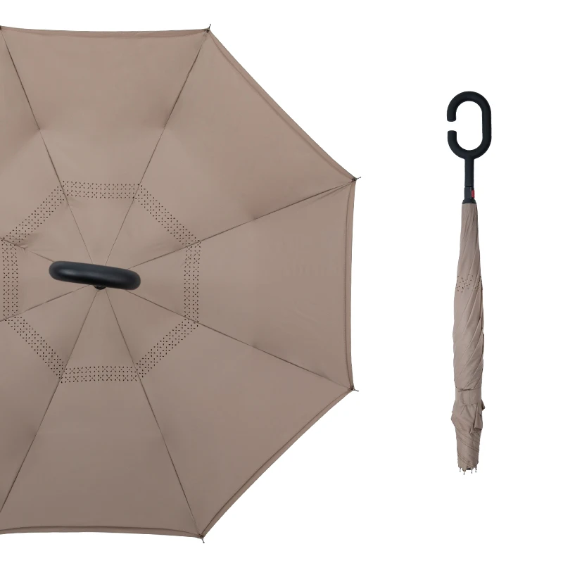 

Reverse Long Handle Umbrella Windproof Light Solid Color Umbrella Car Dual Use Paraguas Grande Household Merchandises EF50UB