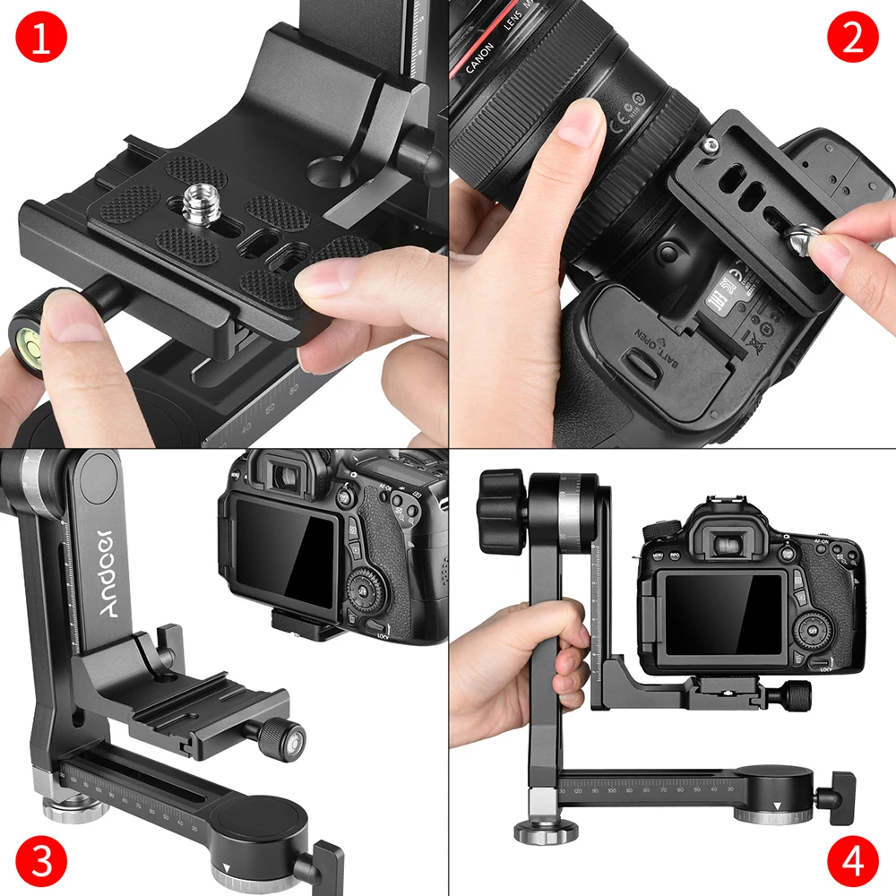 Головка штатива Andoer Gimbal для тяжелых условий панорамная 360 ° 1/4 дюйма и 3/8 Винт