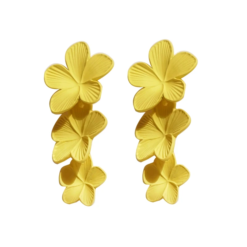 

S925 needle Women Jewelry Flower Earrings Pretty Sweet Korean Temperament Yellow White Drop Earrings For Girl Fine Accessories