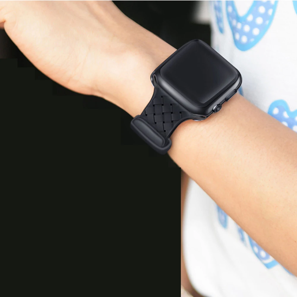 Плетеный силиконовый ремешок для Apple watch 5 4 band 44 мм 40 iwatch 3 42 38 браслет часов apple series 2