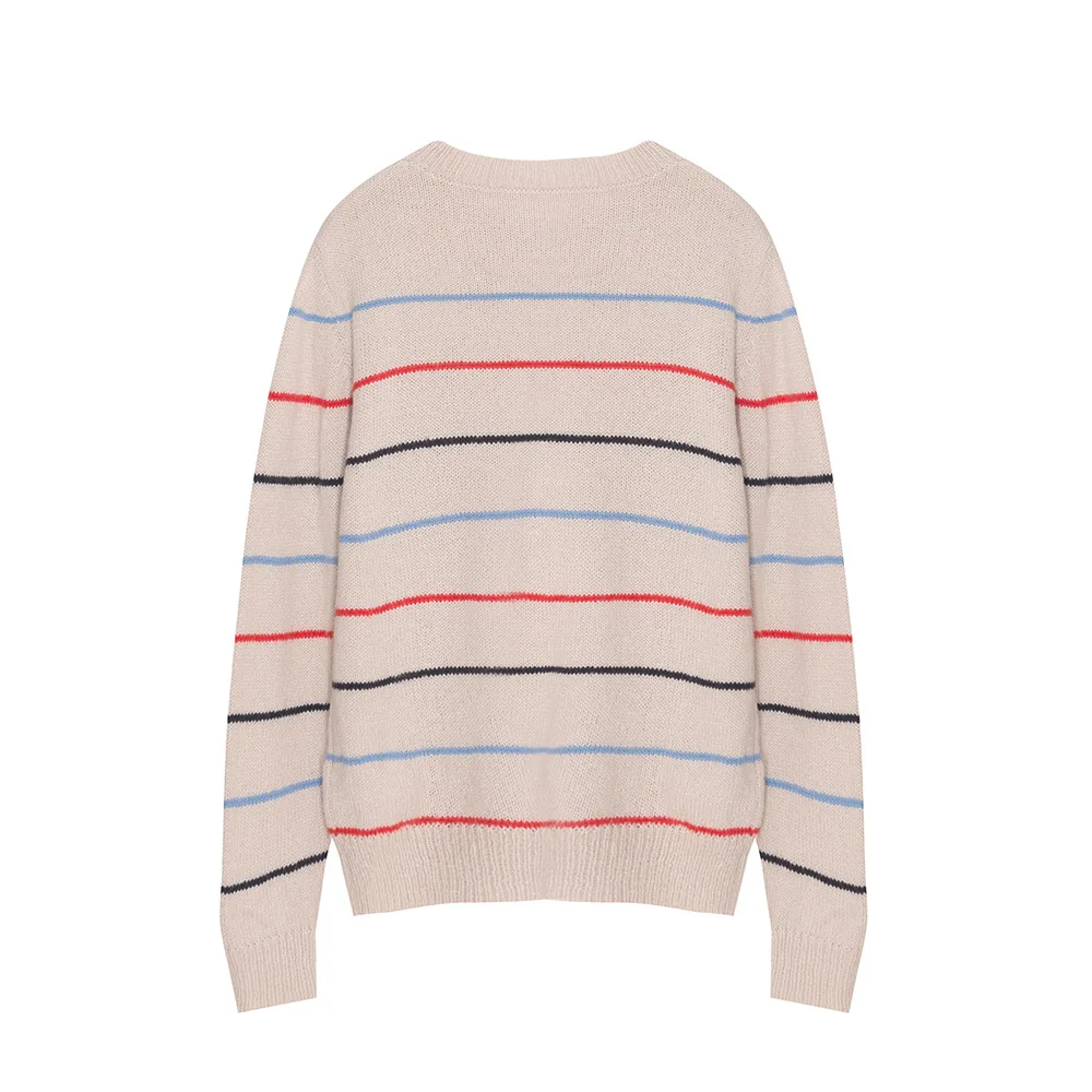 

Stripes Sweater Pullover Women Long Sleeve Casual O-neck Jumper