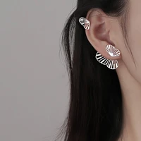 miqiao 2020 new on the ears real 925 sterling silver hollow fan shaped butterfly stud earrings for women female unusual fashion