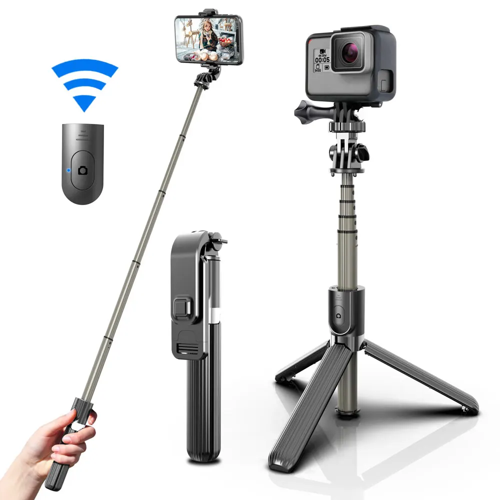 

Alatour L03 Bluetooth Wireless Selfie Stick Tripod Extendable Monopod with Aluminum alloy Remote shutter For IOS Android phone