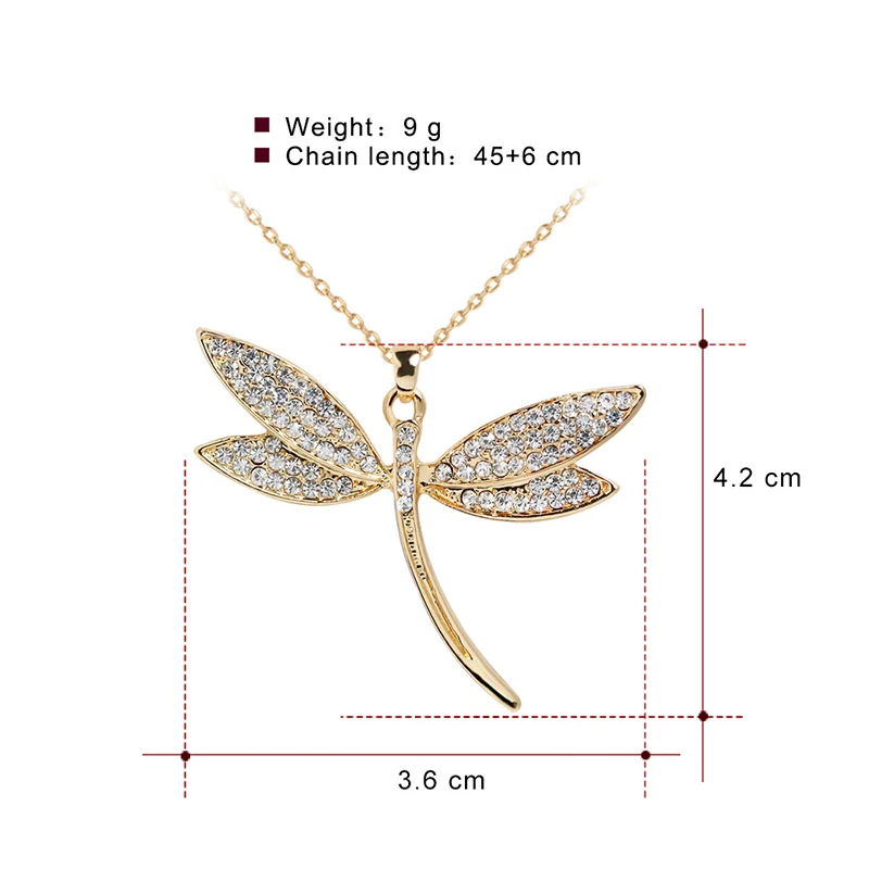 Exquisite   Dragonfly Pendant Necklace Charming Women's Wedding Crystal Jewelry Fashion Lady Party Accessories images - 6