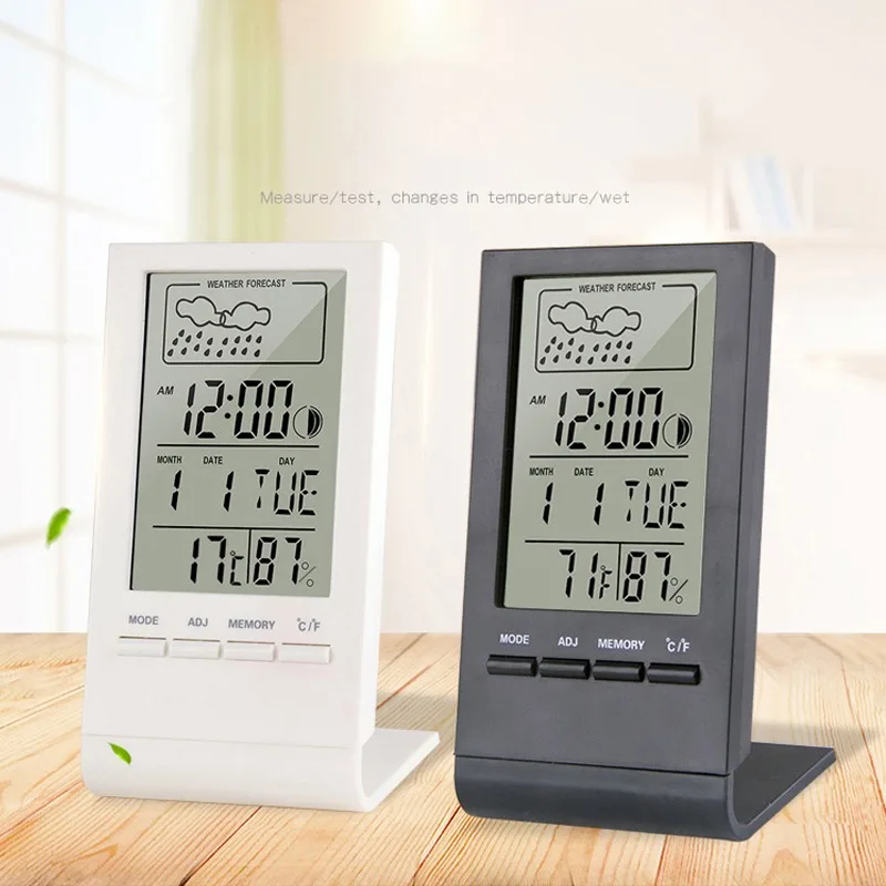 

Thermometer Hygrometer Gauge Indoor/Outdoor Weather Station Automatic Electronic Temperature Humidity Monitor Clock 1Pcs