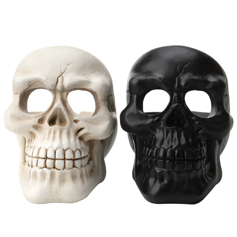 

27RE Resin Human Skull Ashtray for Halloween Decorations Cigarette Tray Cigar Box Statue Home Office Bar Ornament Smoking