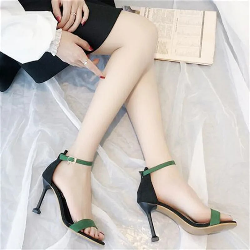 

Women's Sandals Ladies Summer Thin High Heel ankle Buckle Cover Heel Solid Female Sandal Fashion Casual Beach Woman Shoes 2020