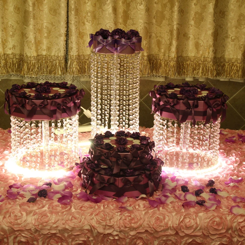 

3pcs Wedding Cake Stand Crystal cake holder Round Crystal cake stand Clear Acrylic Macaron Stand Cake Pop Tower D20,25,H40,20